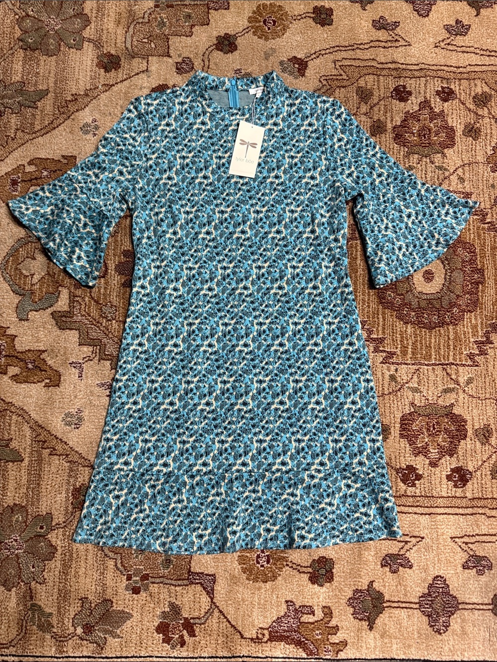 Tyler Boe Mindy jacquard turqoise floral dress M